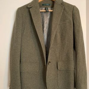 Olive green tweed jacket by Ralph Lauren.  NWOT.